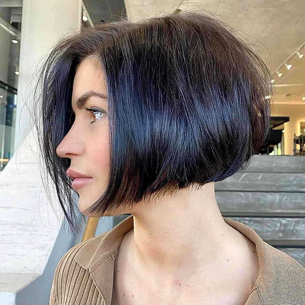 Jaw-Length Empowering Bob for women with very dark, thick hair