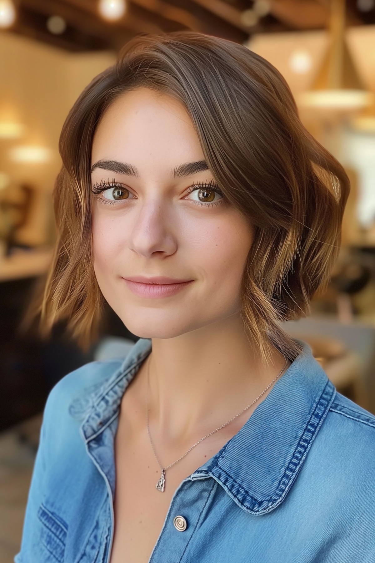 Jaw length shaggy bob hairstyle