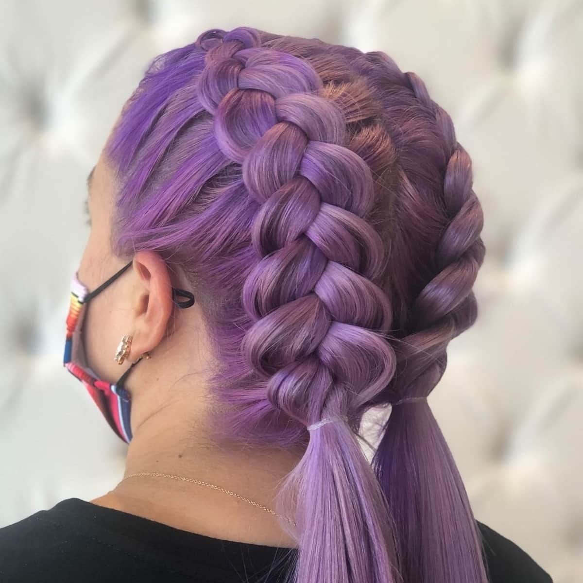 Lavender double-dutch braids