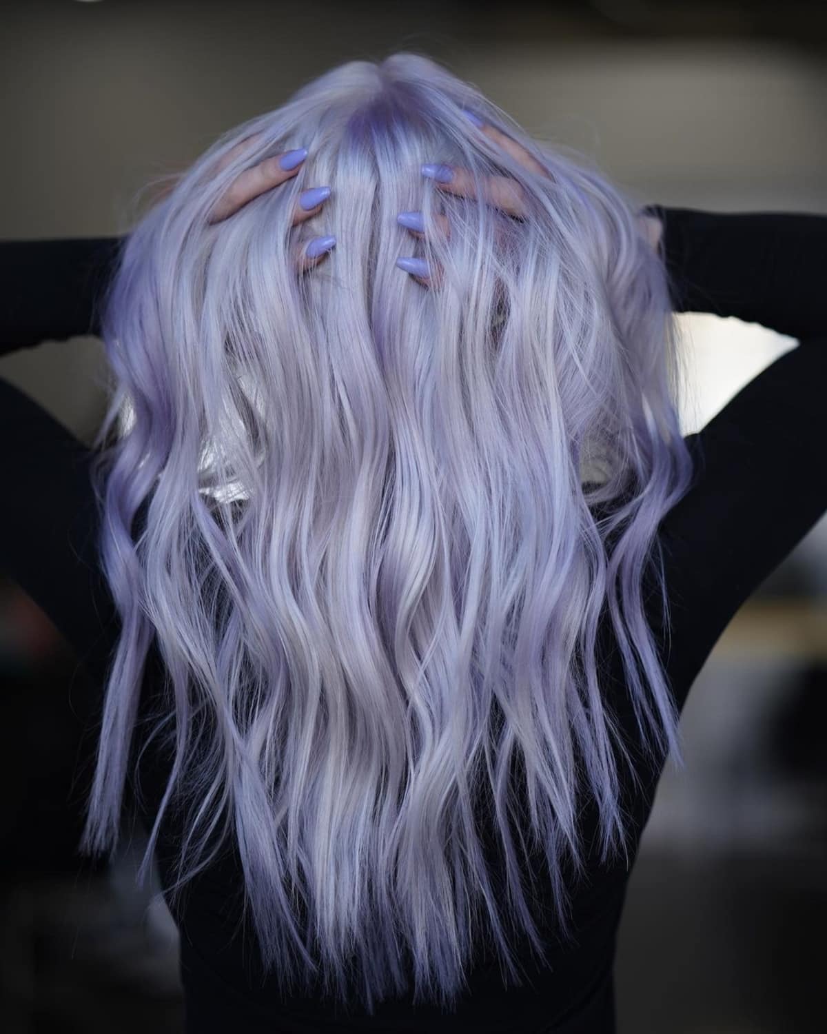 Lavender-infused white hair