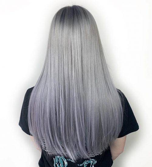 Lavender silver ombre hair color