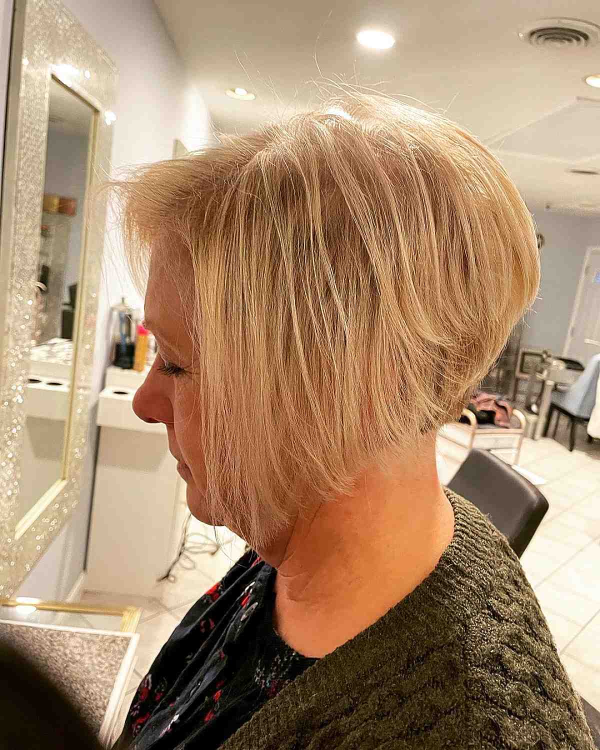 layered a-line bob for women over 50