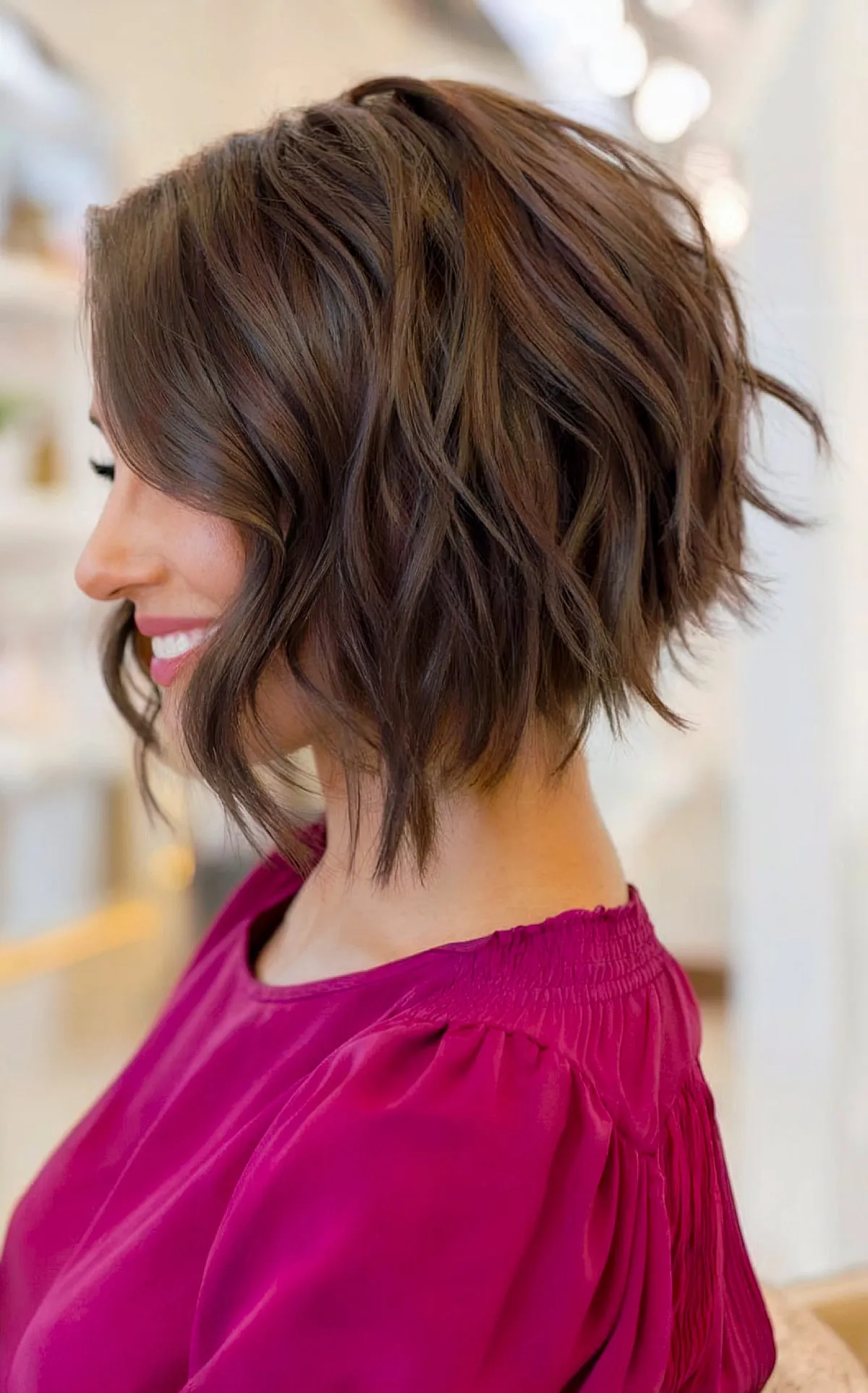 Layered A-line Hairstyle with Gentle Waves