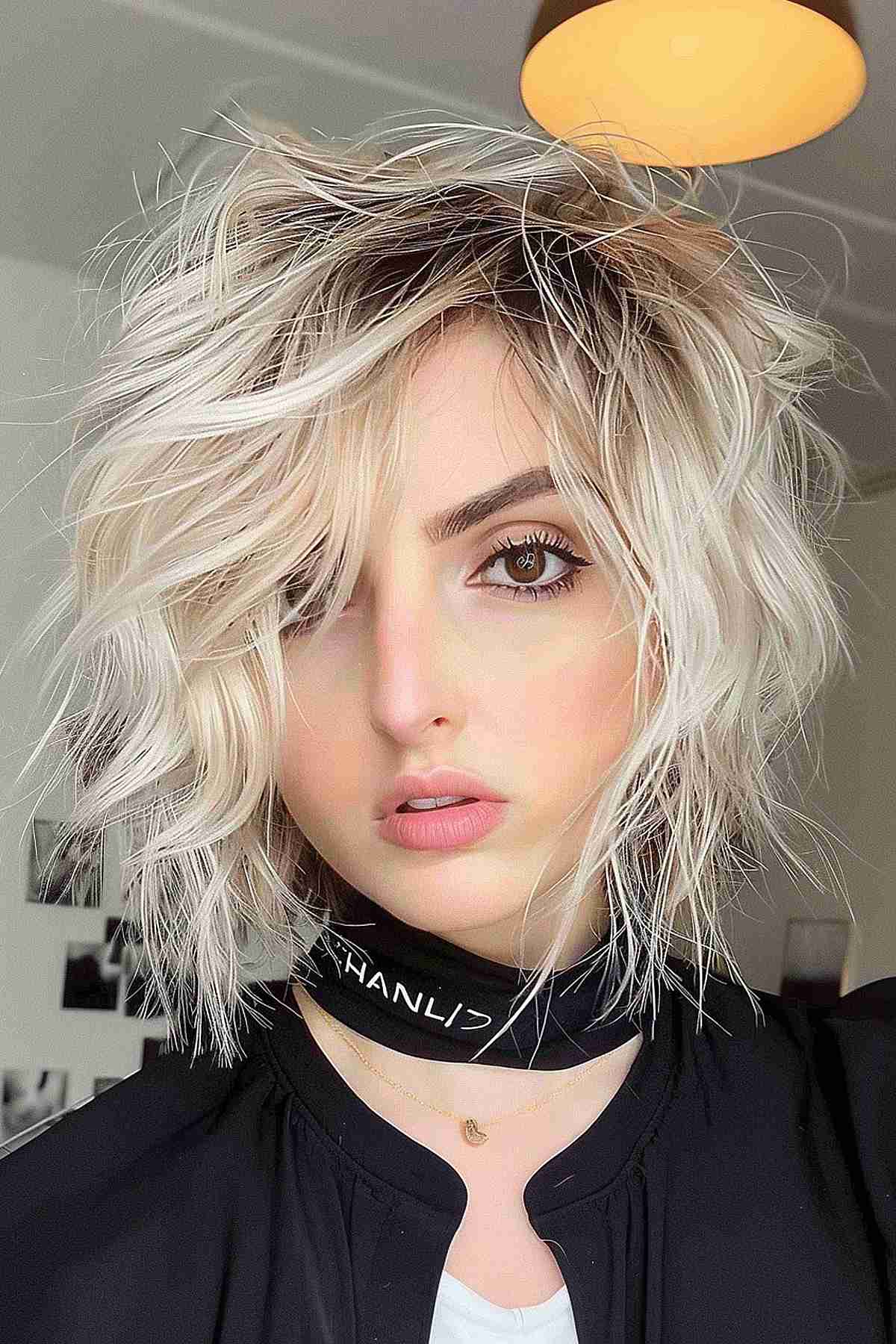 A layered and textured bob for wavy hair for thick hair