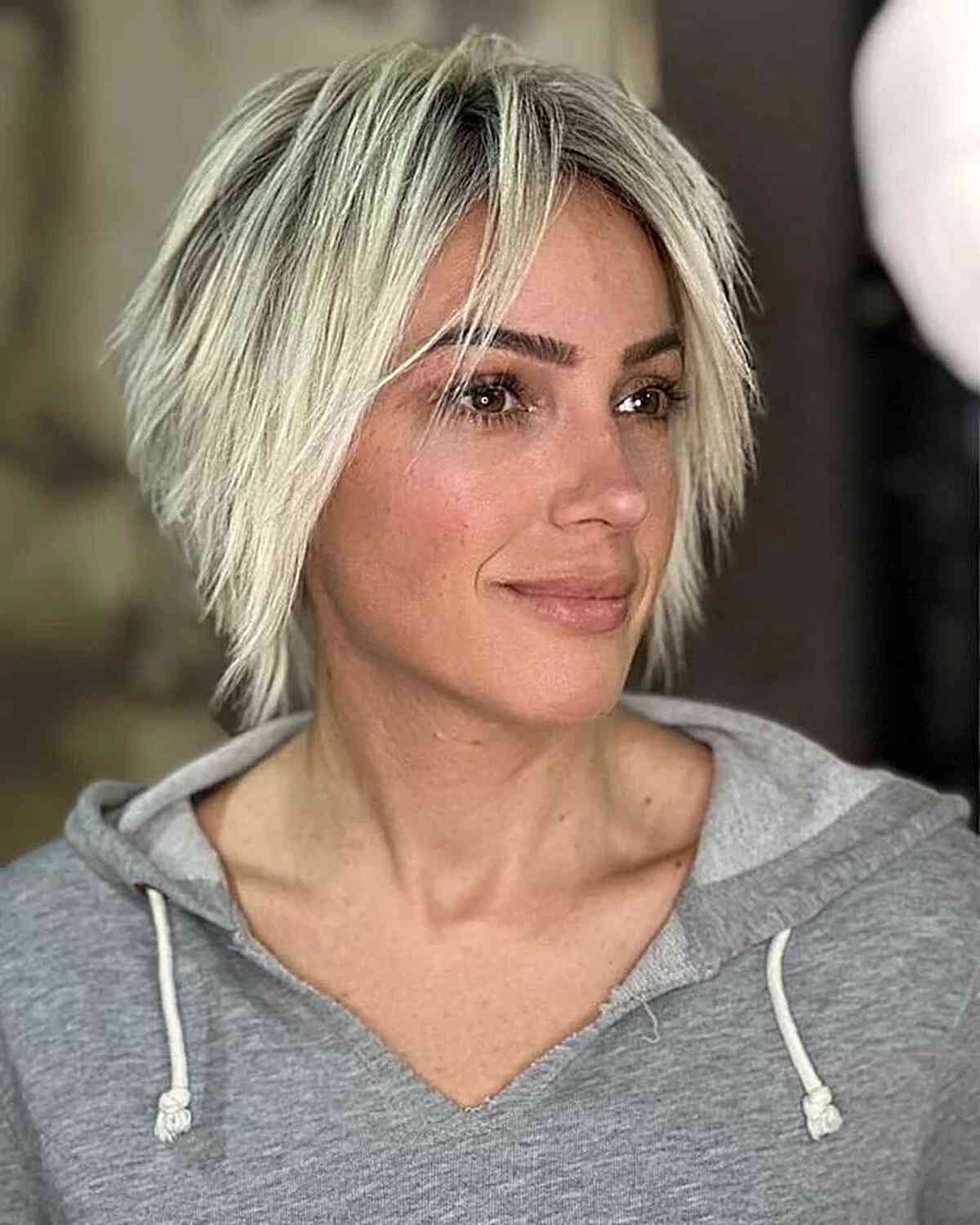 Layered Blonde Choppy Pixie Bob
