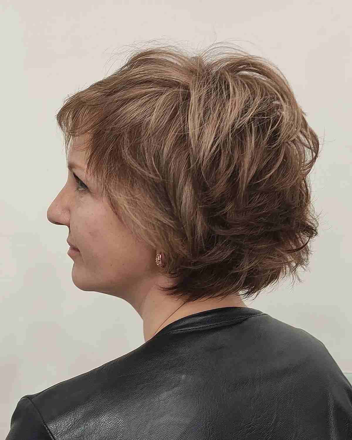 Short Layered Brunette Feathered Hairstyle