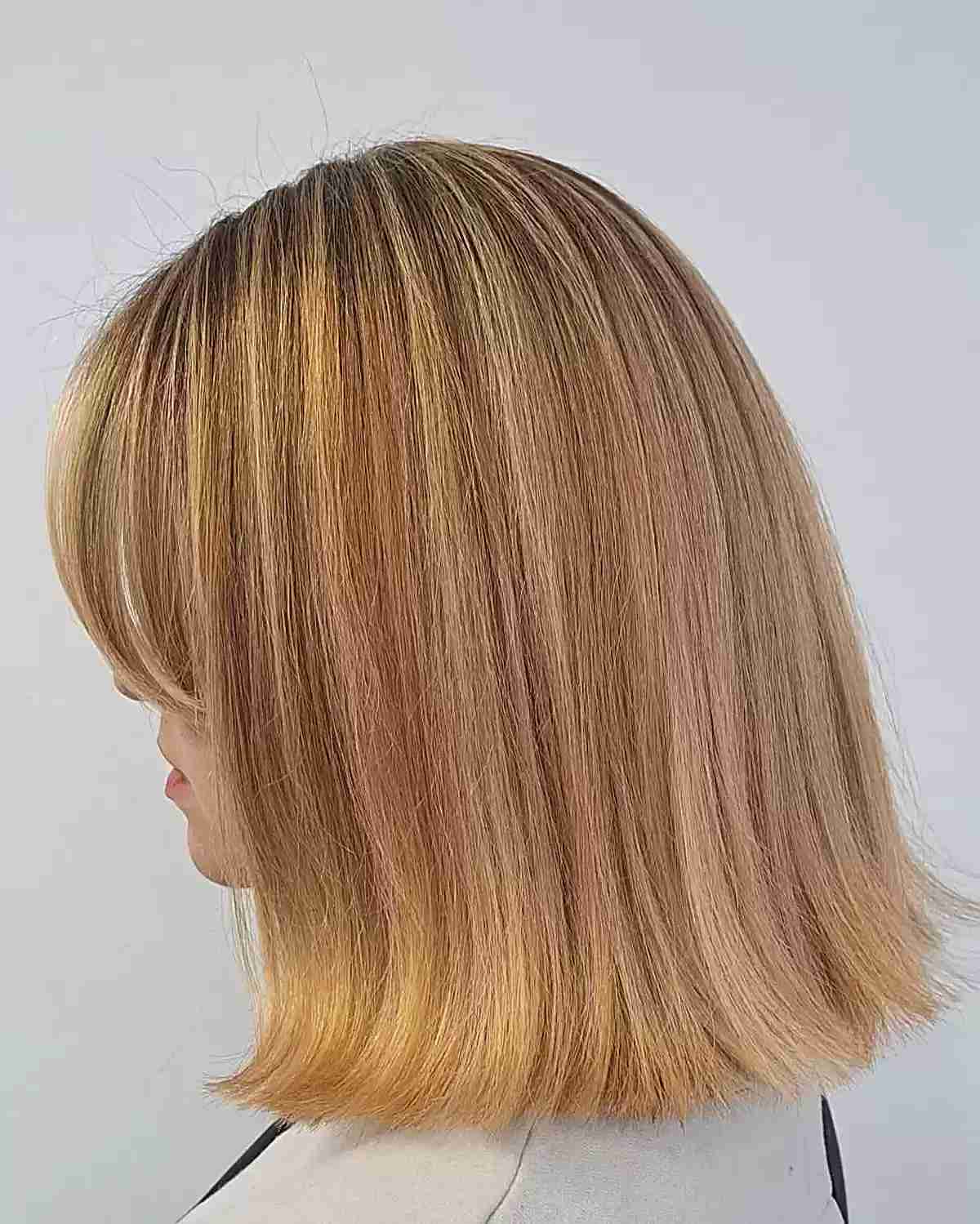 Layered color variations shoulder length hair