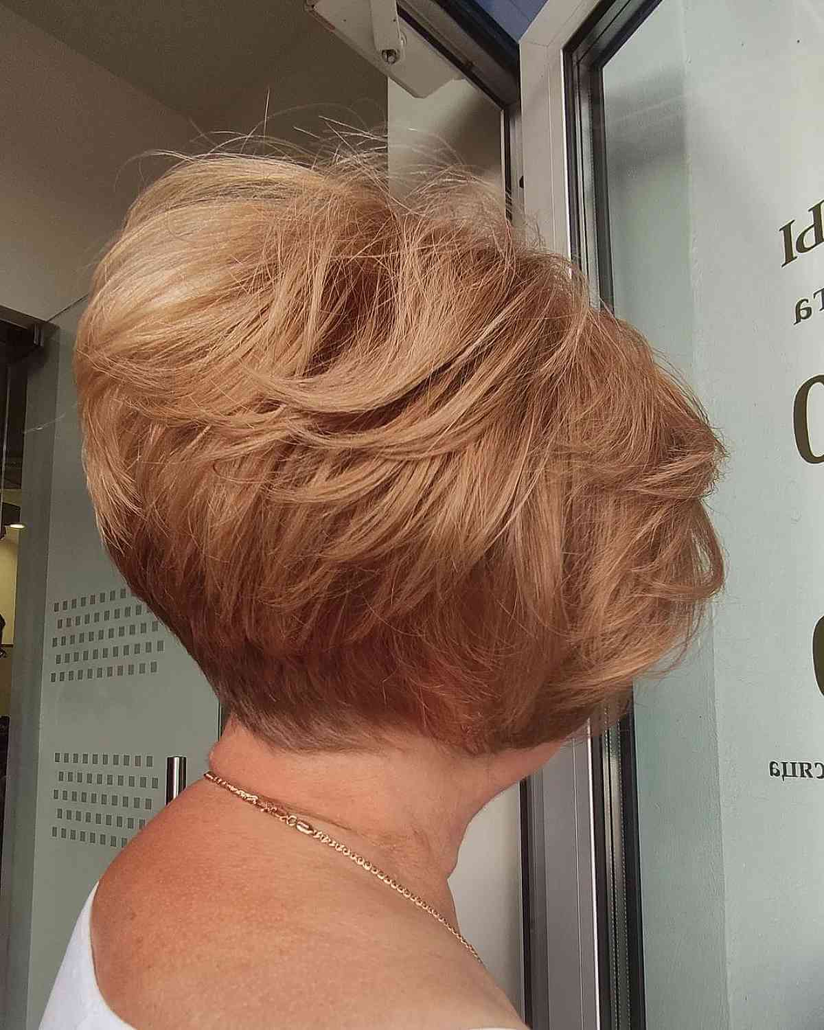 Layered Copper Stacked Bob for Fine Hair