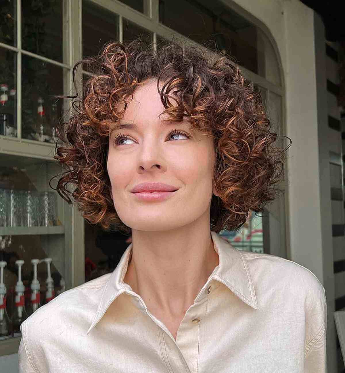Layered Curly Low-Maintenance Hair on Square Face Shapes