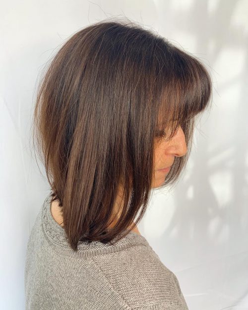 Layered Long Bob with Soft Bangs