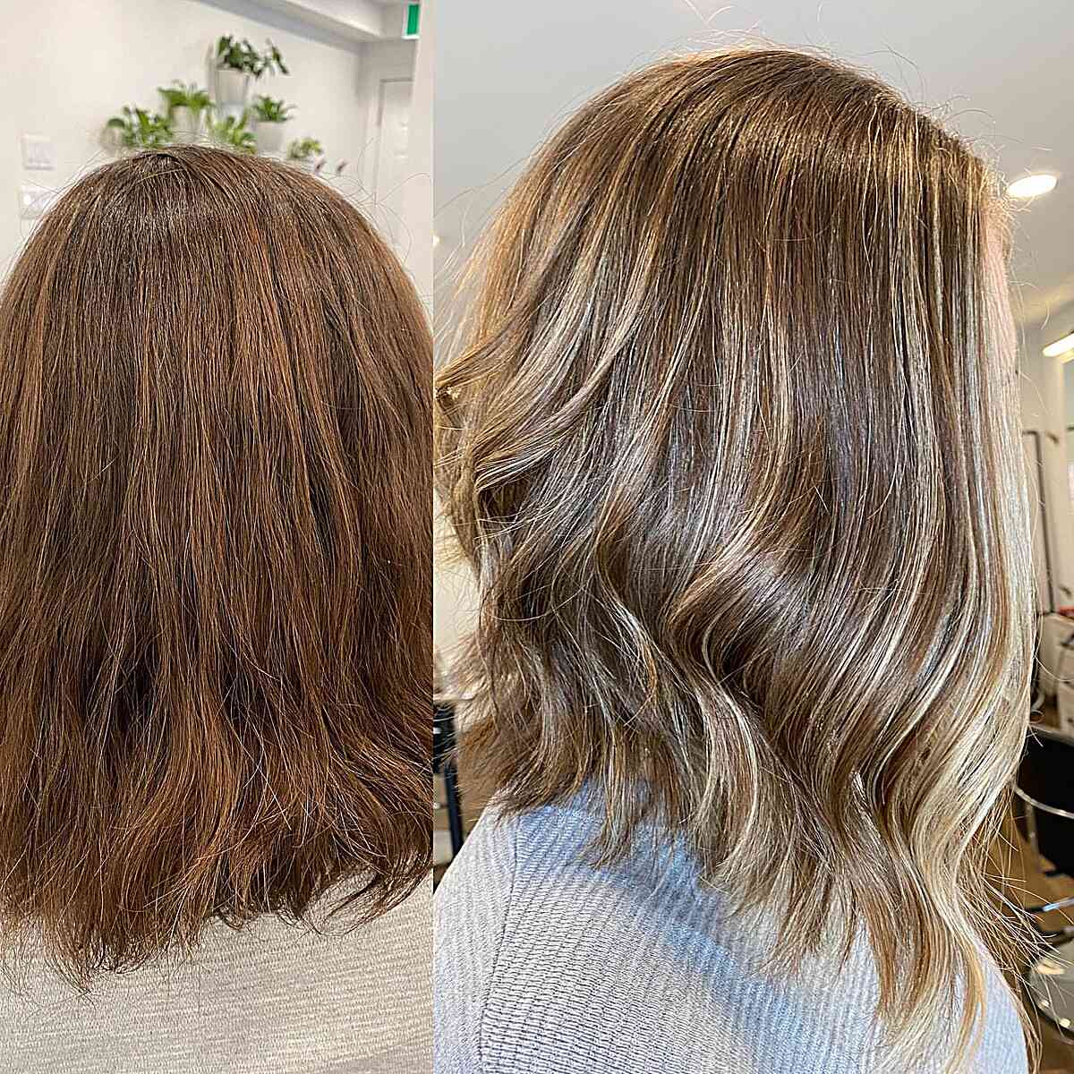 Layered long stacked inverted bob