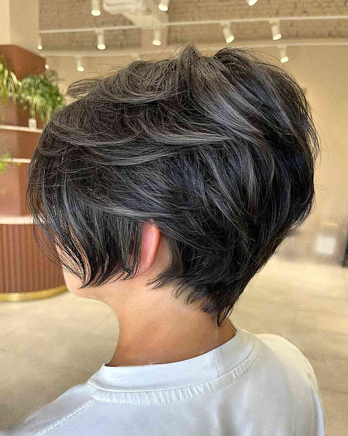 Layered Pixie Cut for Deep Dark Hair and women with short hair