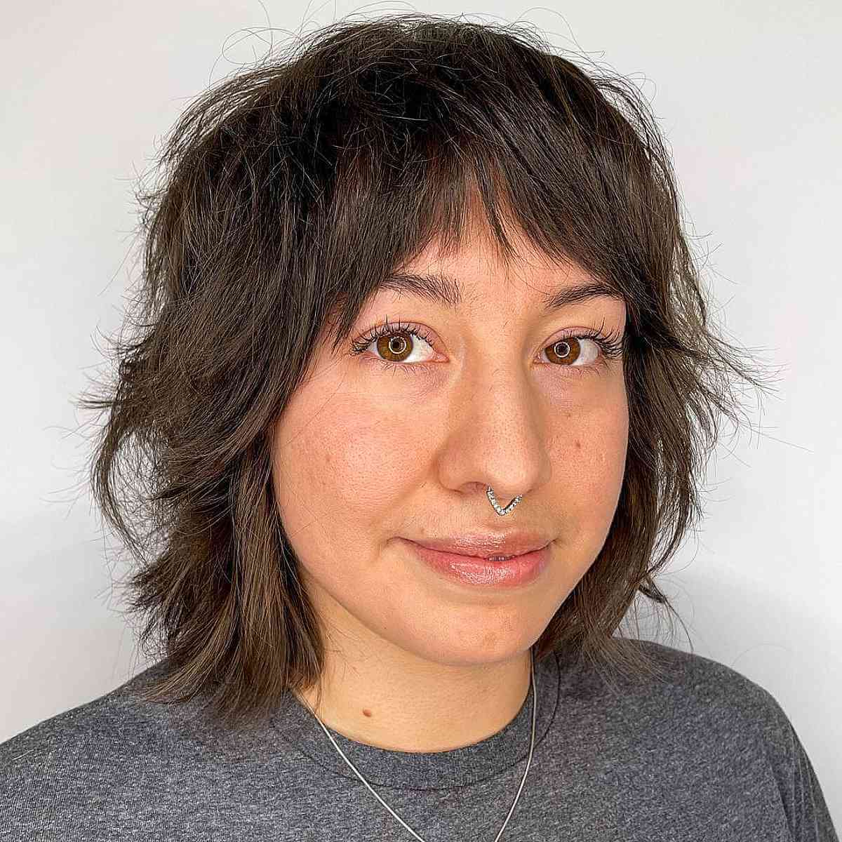 Layered Shag and Textured Bangs for Short Hair