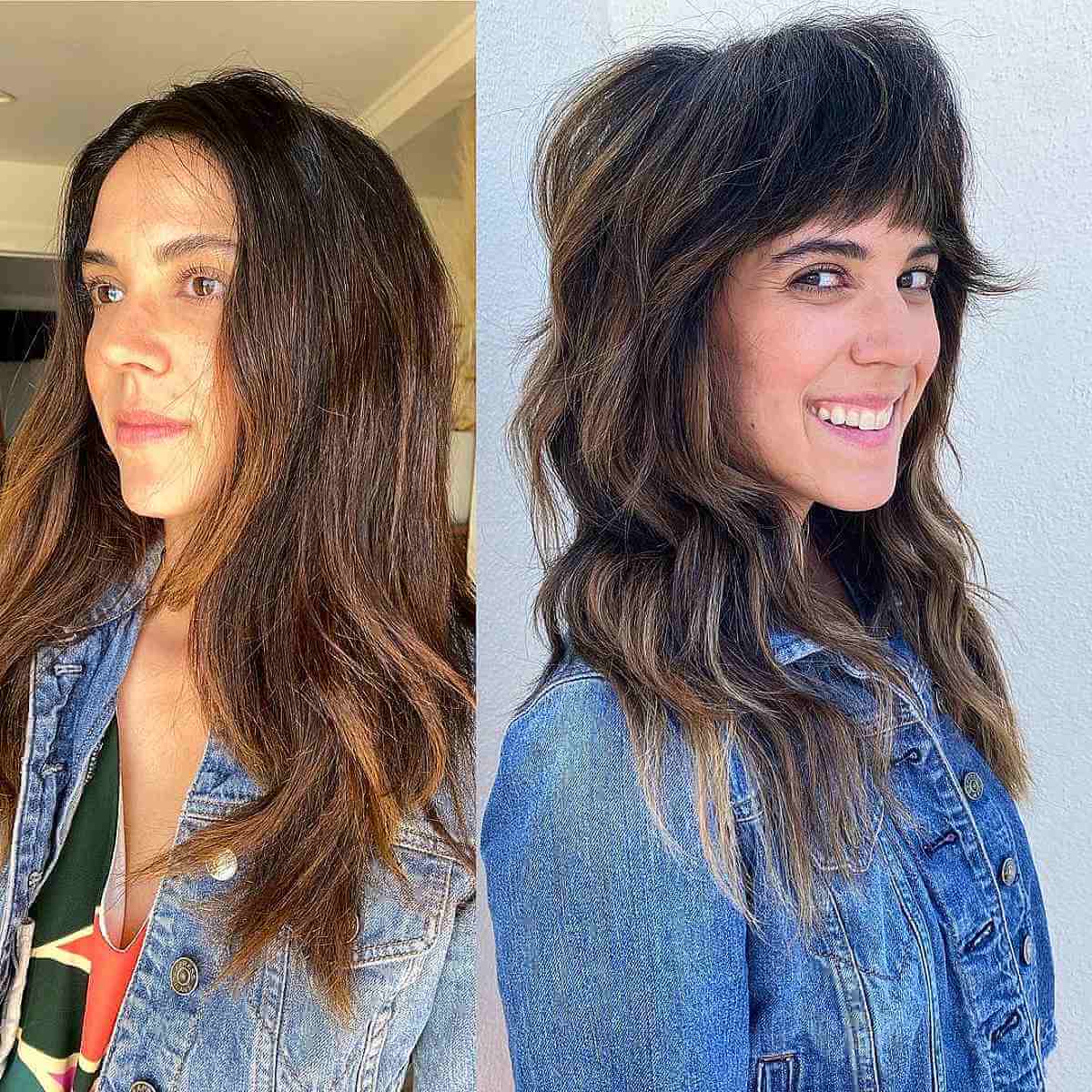 Textured Medium-Length Shaggy Cut with Heavy Bangs