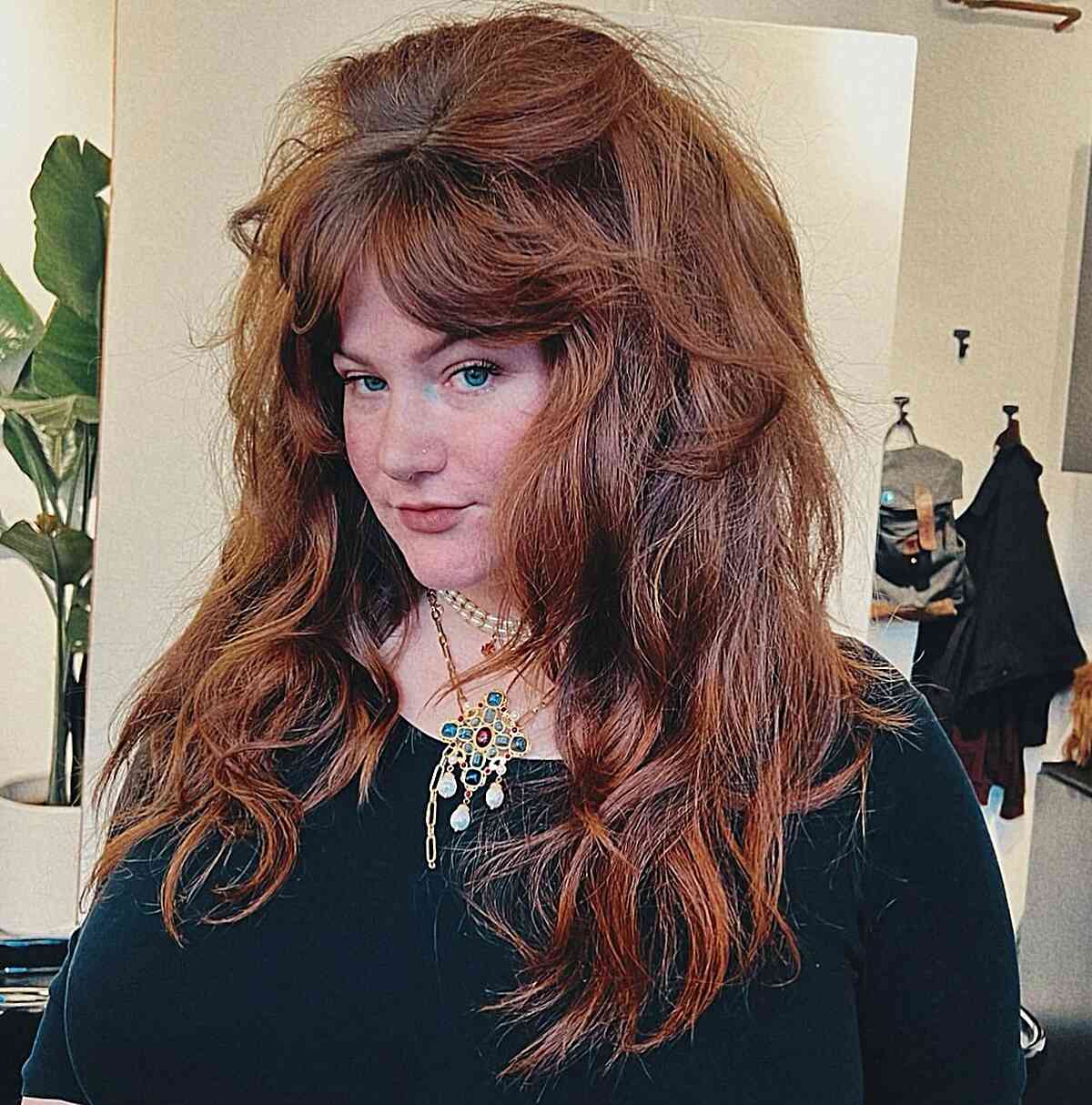 Layered Shag with a Textured Blowout for Thick Hair