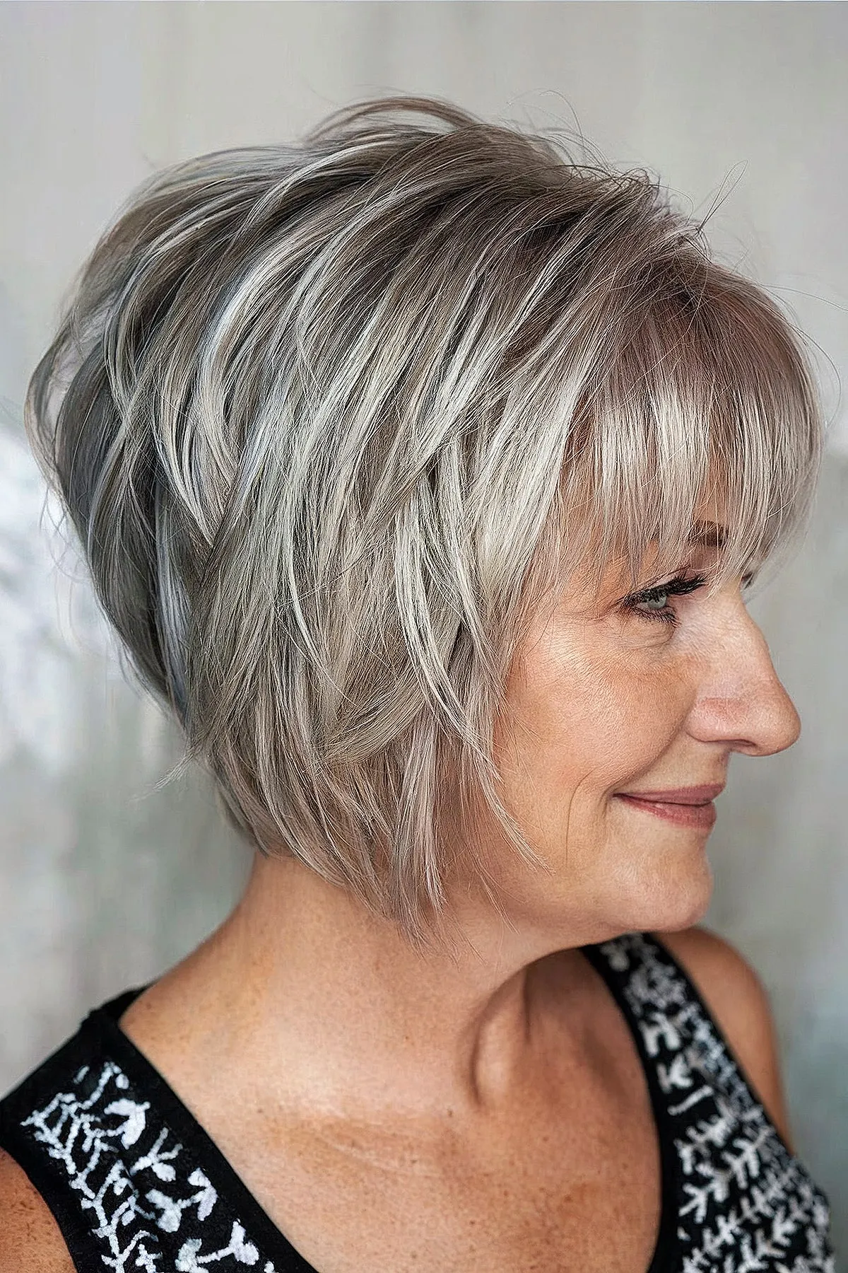 Layered Silver Tapered Bob