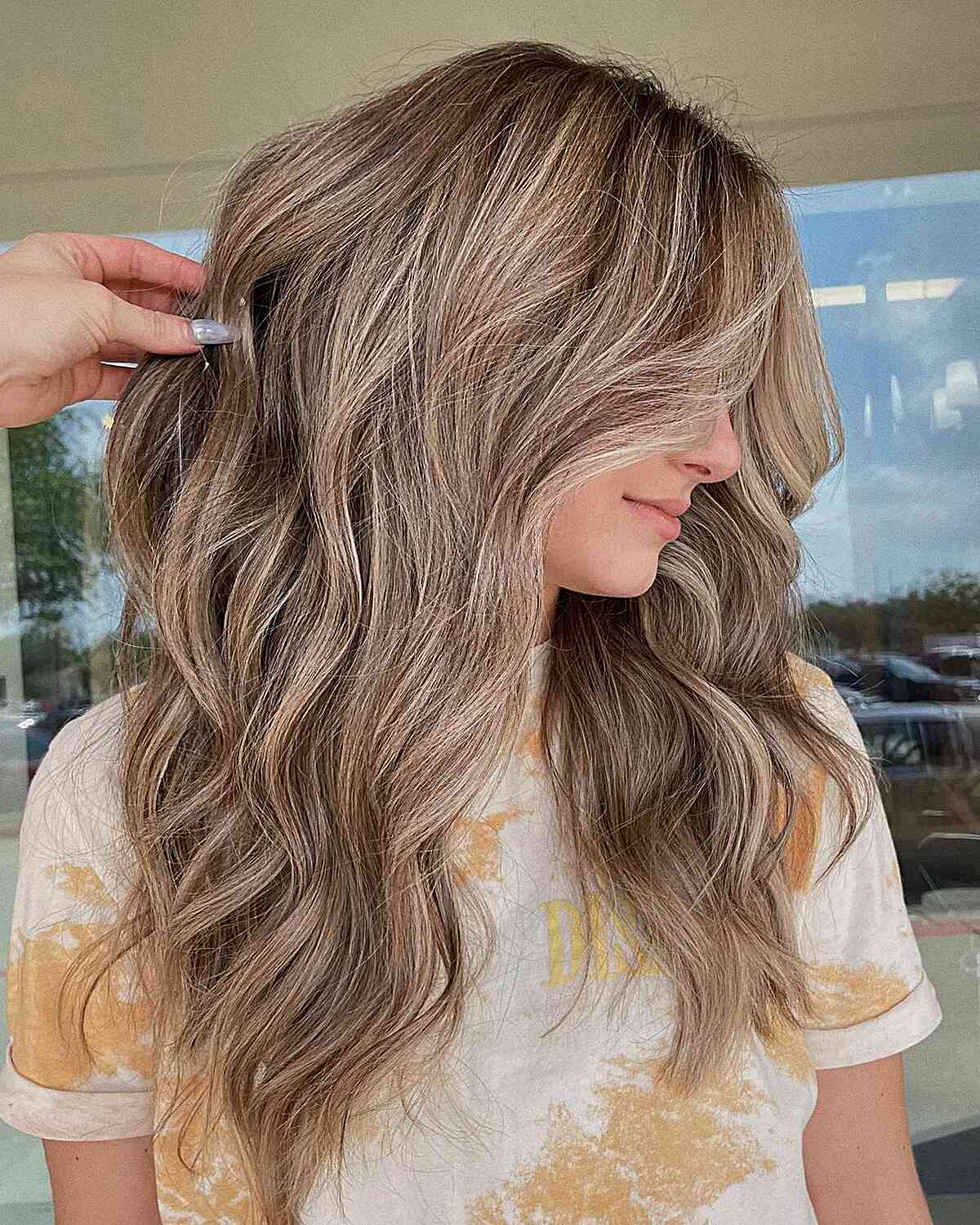 Layered Waves Featuring Mushroom Bronde Hue