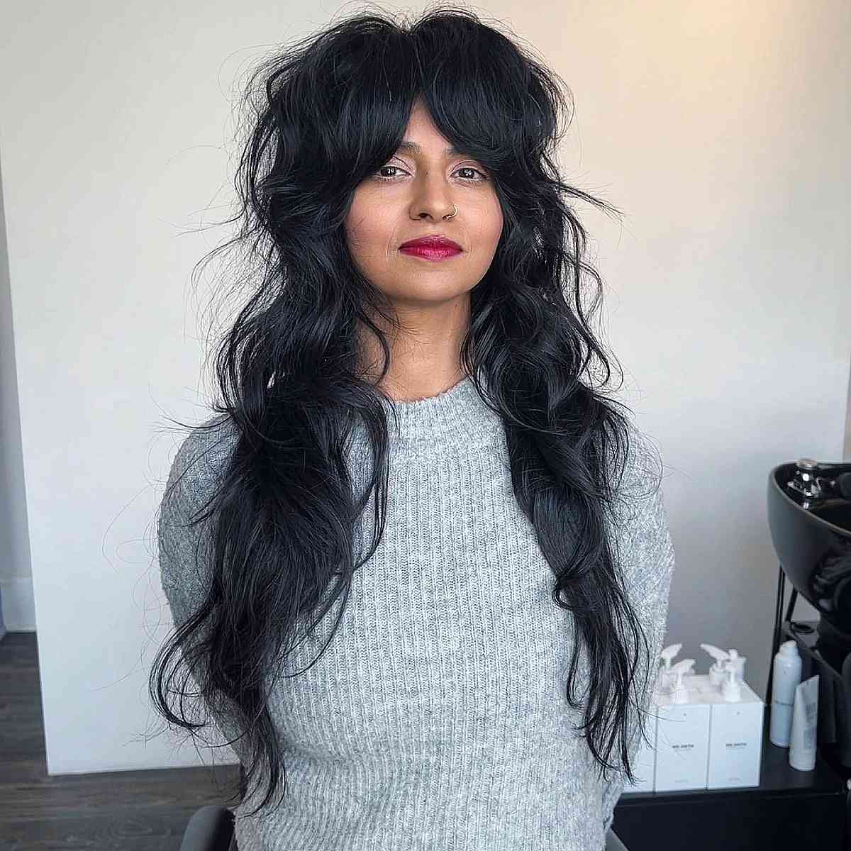 Lengthy Hair with Bottleneck Bangs