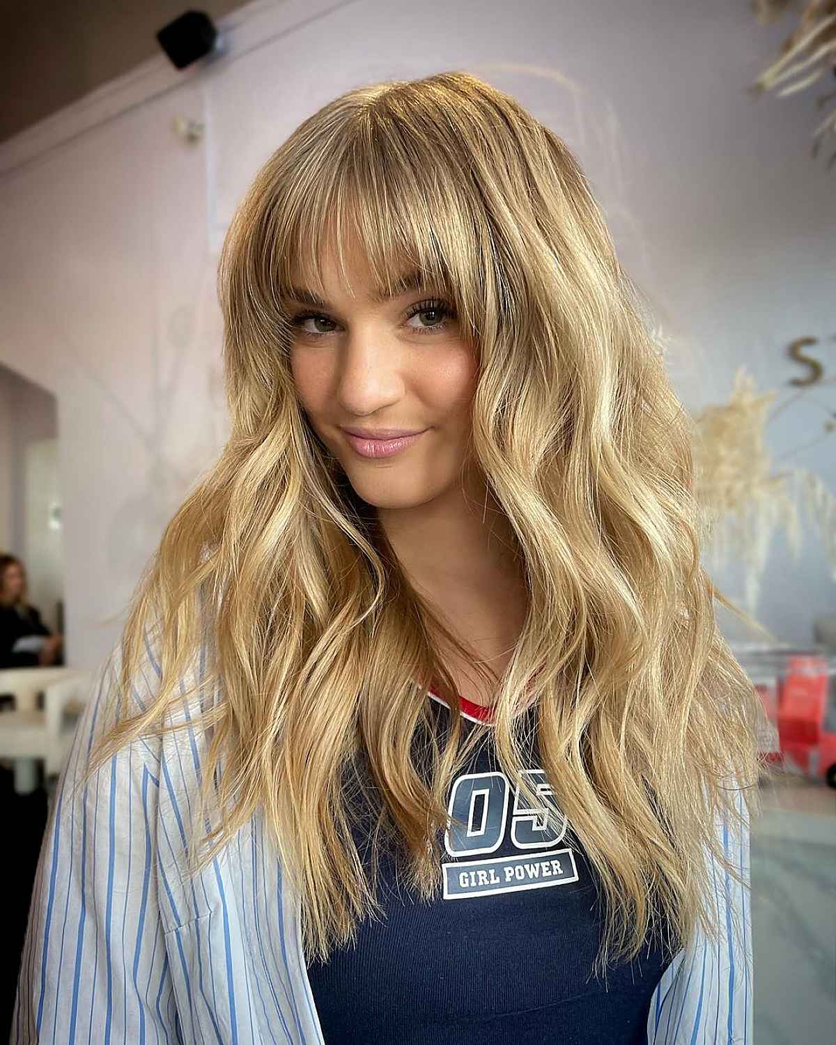 Light Bangs and Flowing Long Layers