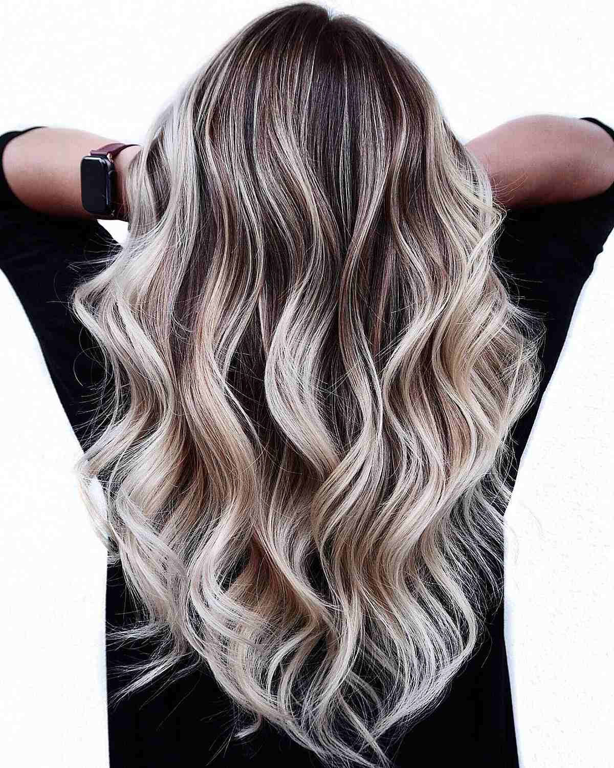 Light Blonde Balayage with Dark Brown Base