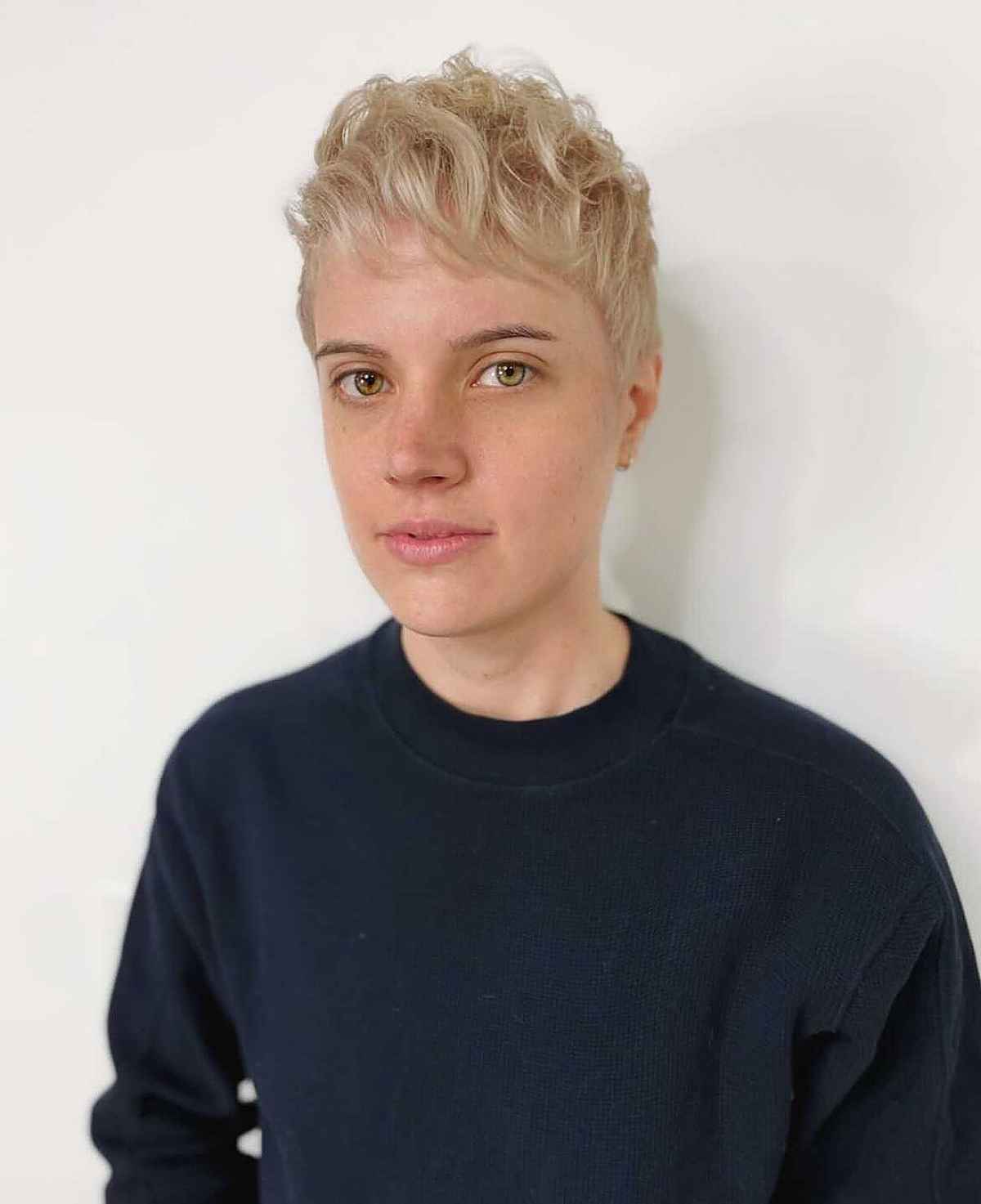 Light Blonde Pixie with Chic Bangs