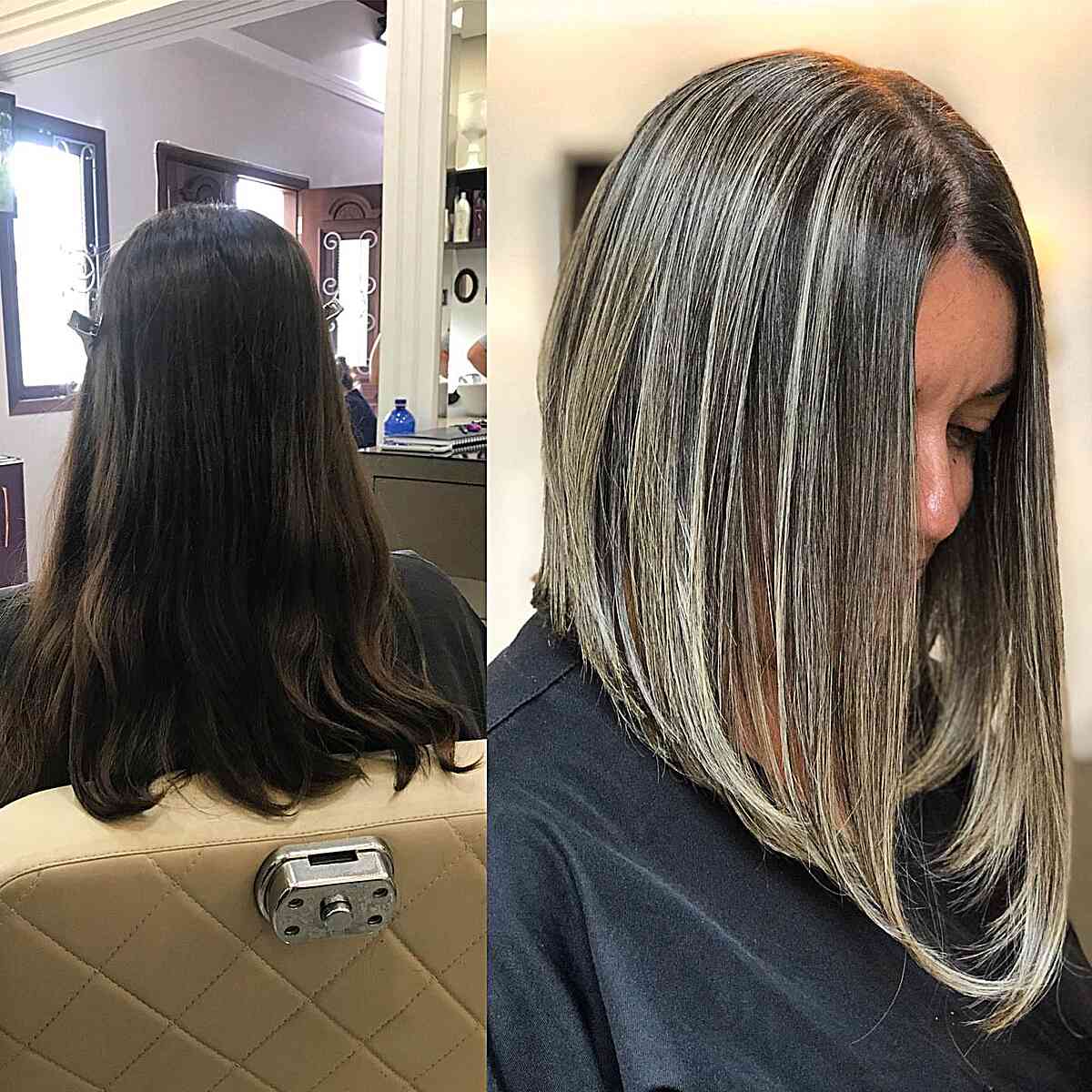 Chic Inverted Lob with Color Accents for straight hair