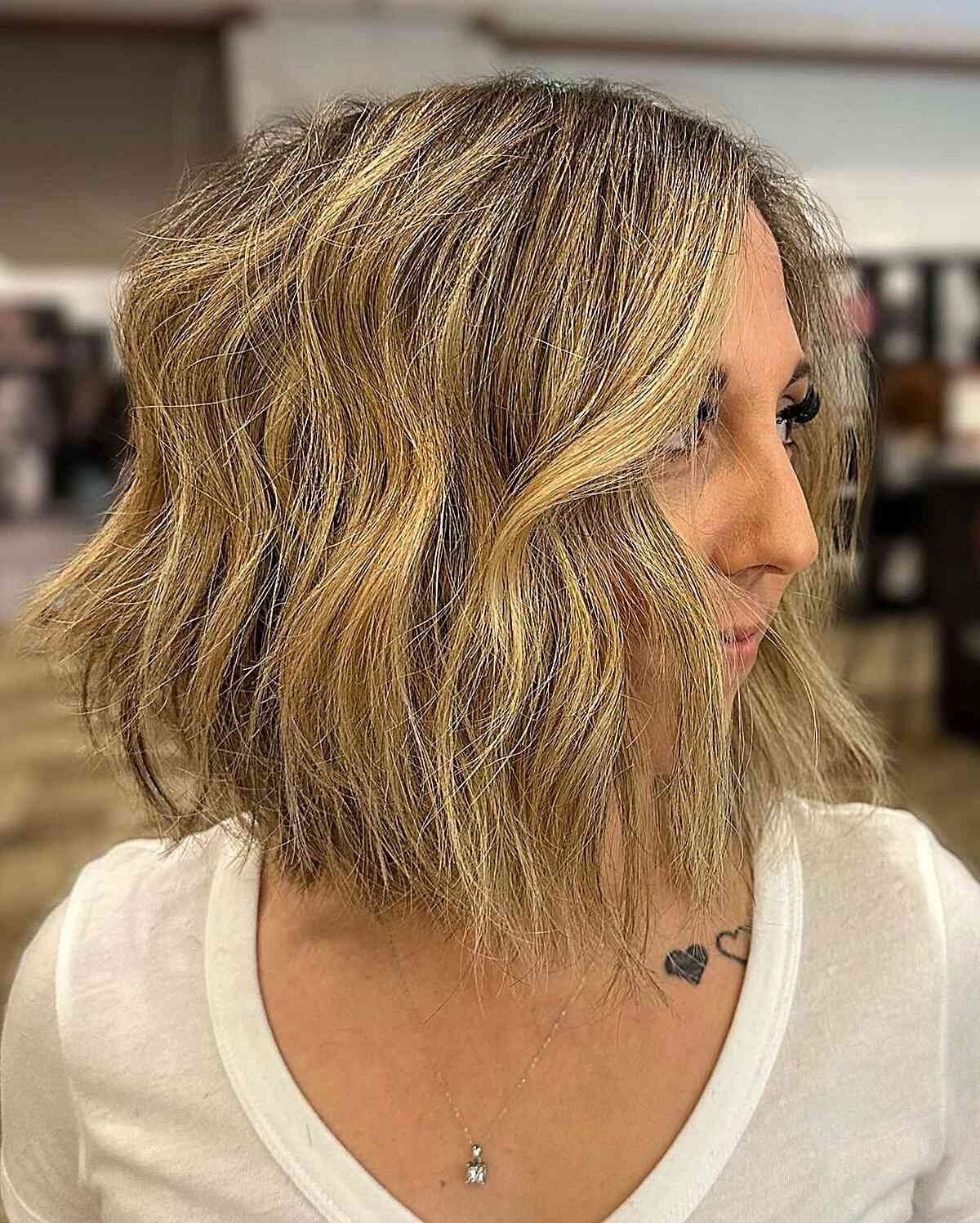 Textured Lob with Scissor Cut for Thin Hair