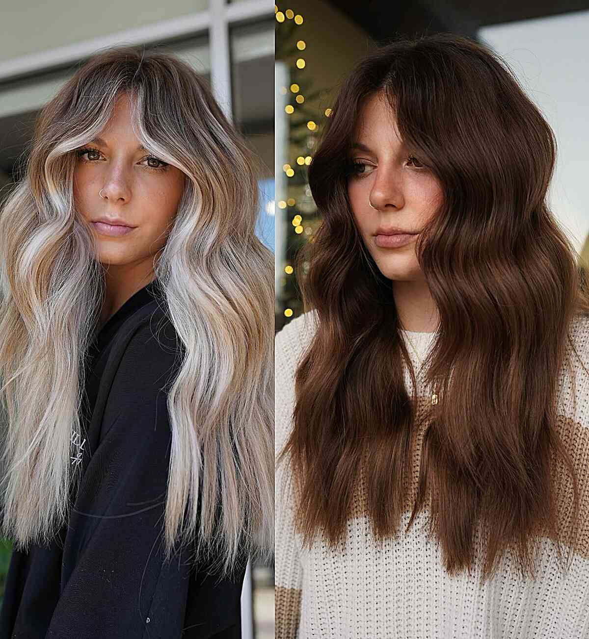 Long Layered Wavy Hair with Dark Brunette Tones