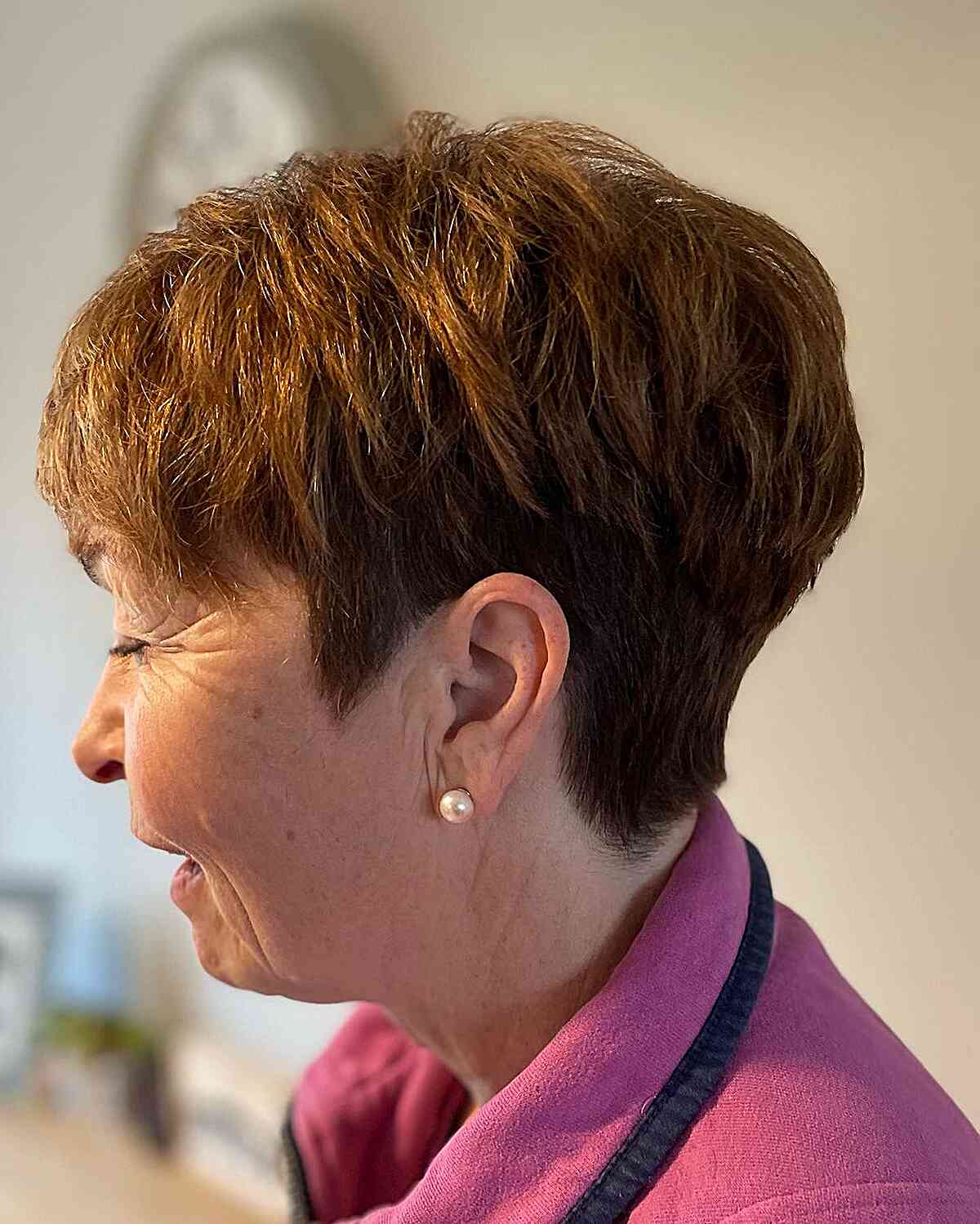 Stylish Long Pixie Cut with Crown Layers for Women over 70