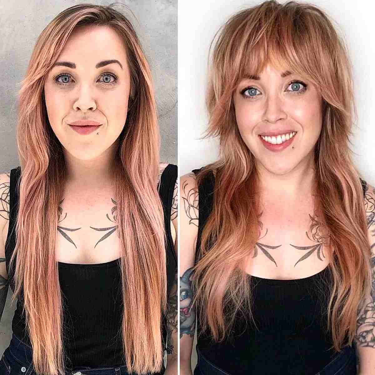 Long Wispy Razored Hairstyle with Fringe