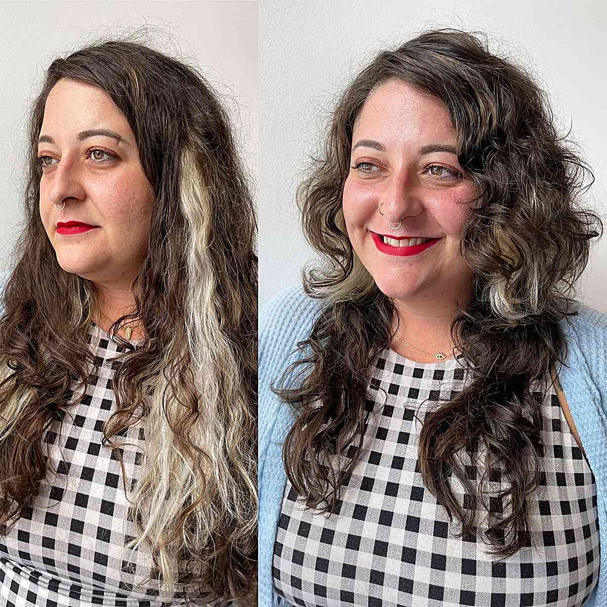 Long Shag with Medium Layers and Side Part for Mature Ladies Aged 40
