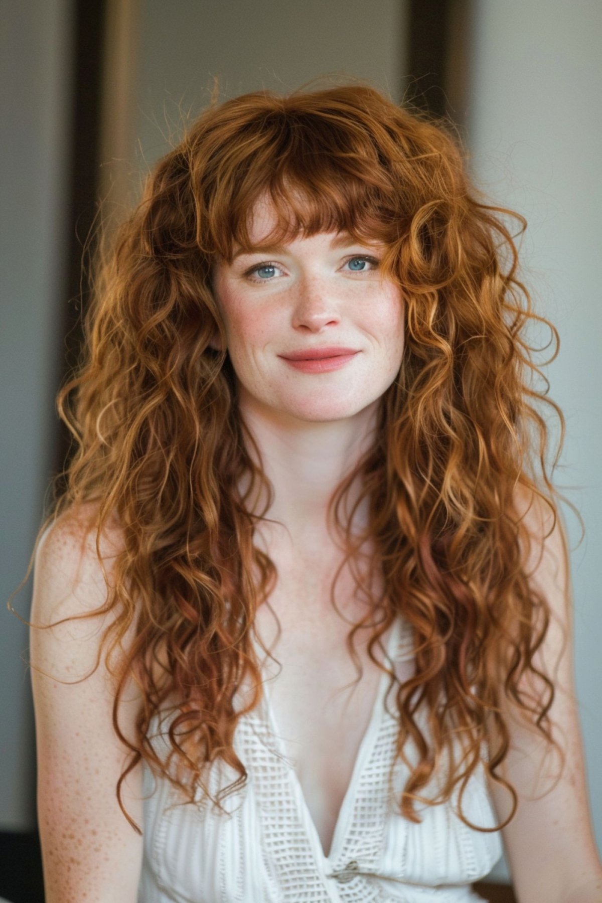 Long Shaggy Curls with Bangs