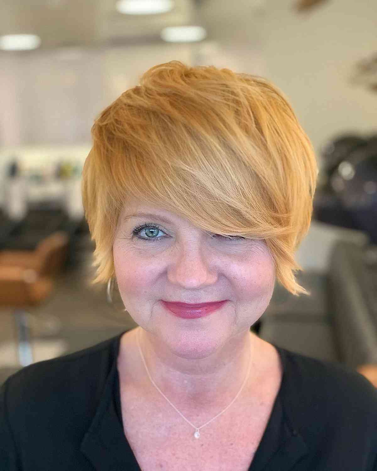 Long Shaggy Pixie with Side-Swept Style
