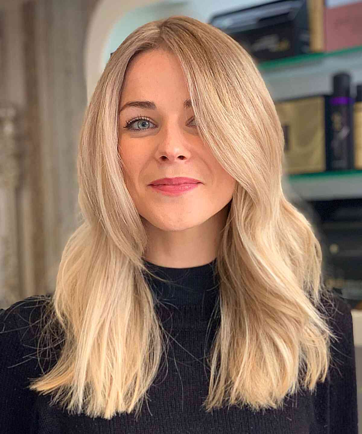 Lovely Cashmere Blonde Wash and Go Hairstyle