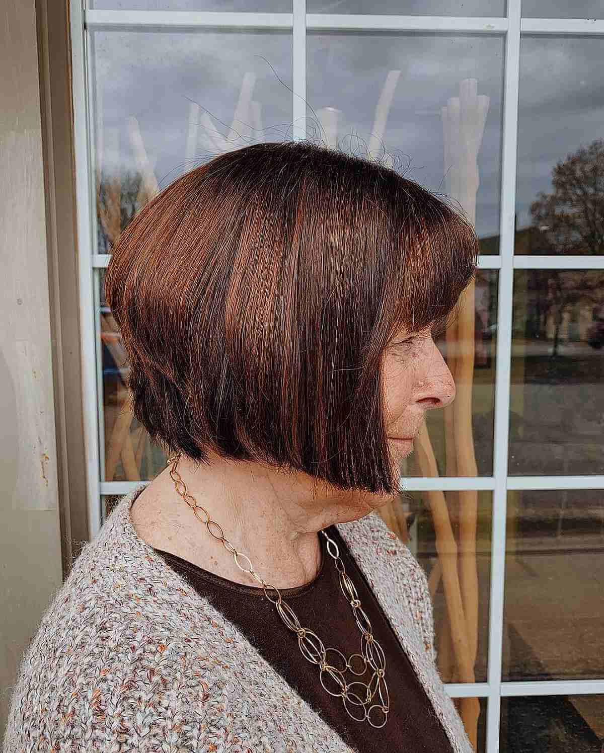 Luxurious chestnut lowlights for women aged 50 and above