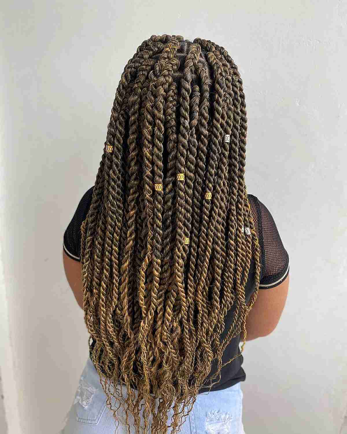 Luxurious Golden Blonde Twist Braids with Cuffs