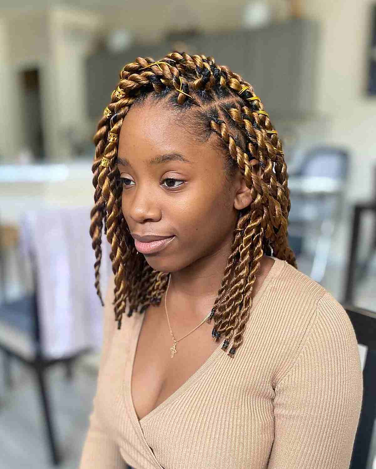 Mid-Length Luxurious Honey Blonde Box Braids
