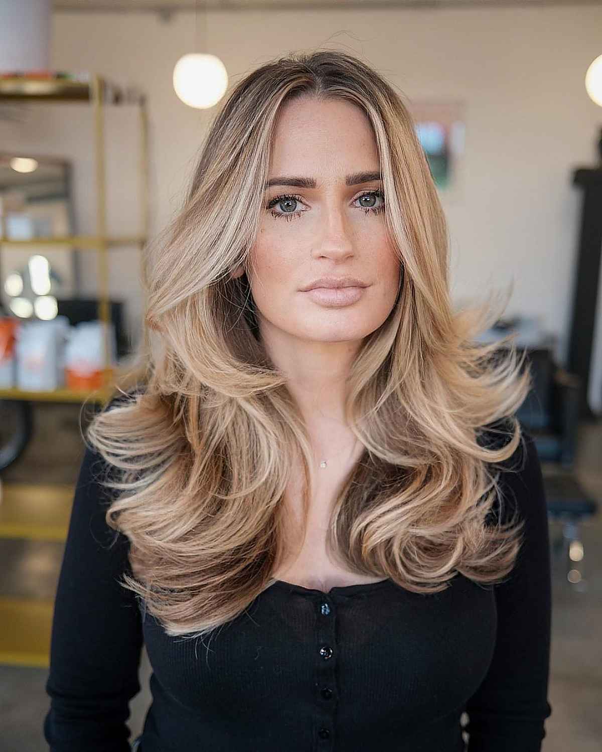 Layered Cut for Voluminous Hair that enhances square faces