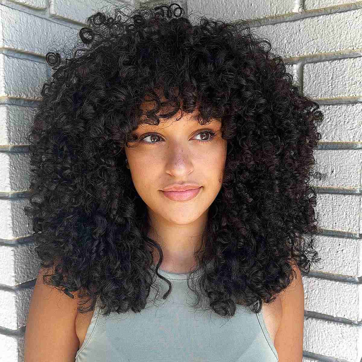 Luxurious Thick Curls with Bangs