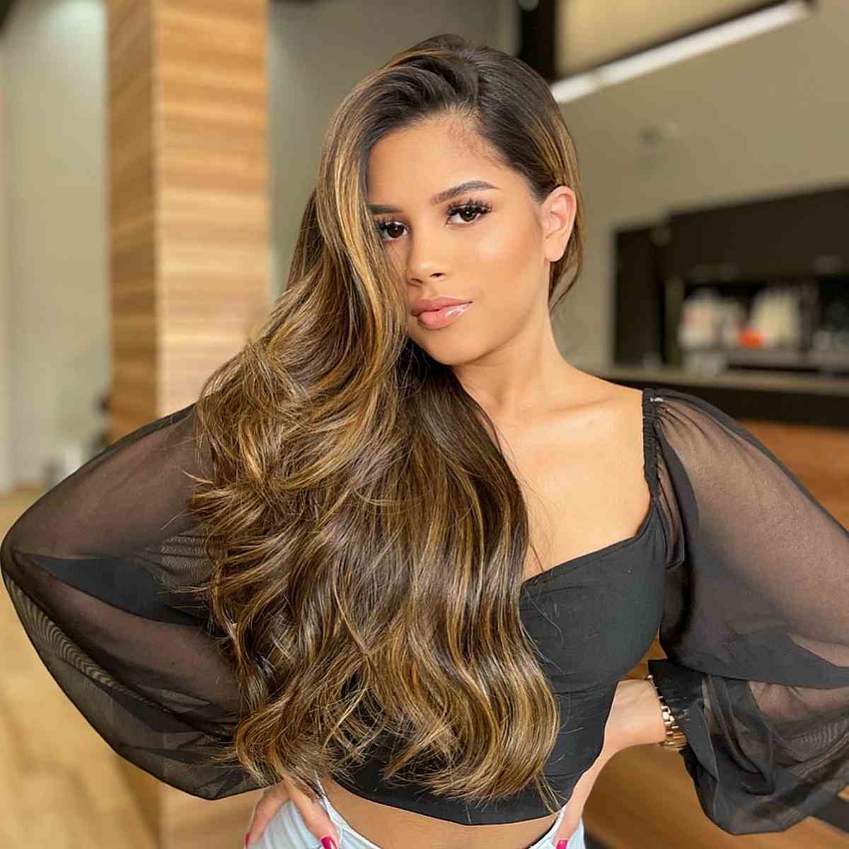 Luxurious Long Thick Hair with Blonde Balayage