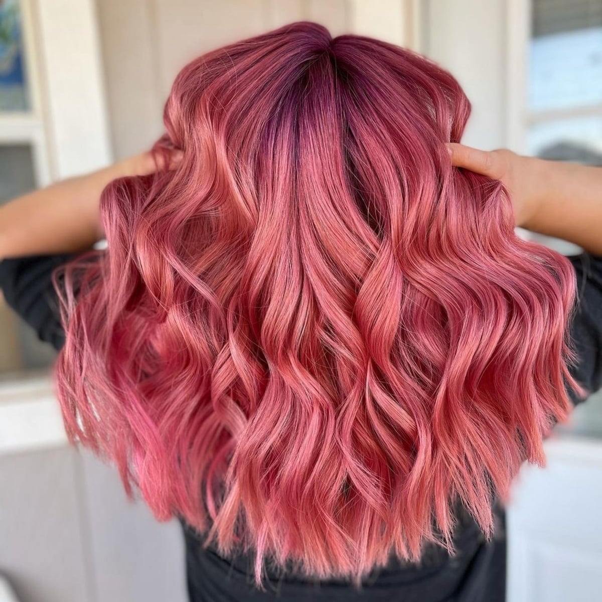 Magenta and blush gold hair