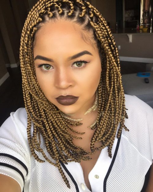 medium box braids in blonde