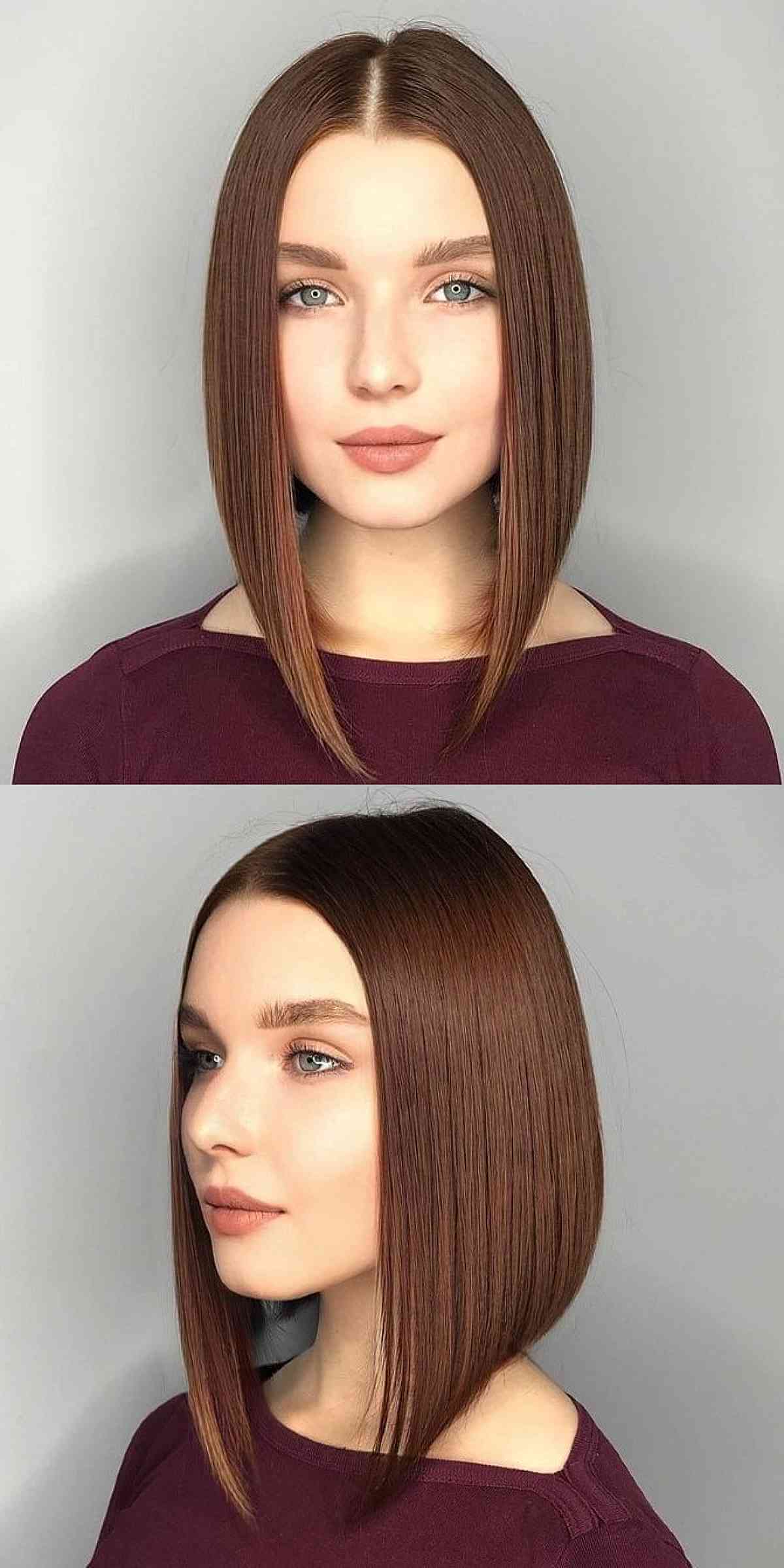 Medium-Length Bob with a Center Split for Thin Fine Hair
