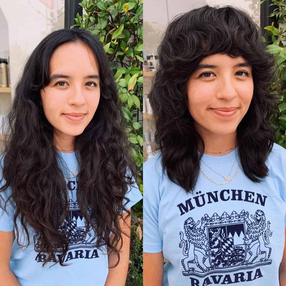Curly shag hairstyle for medium-length hair