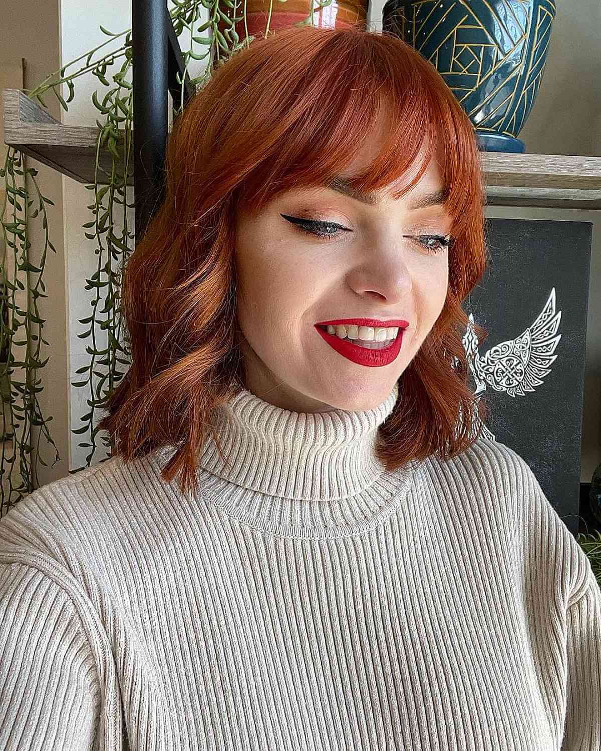 Medium-Length French Bob with Fringe for Thin Hair