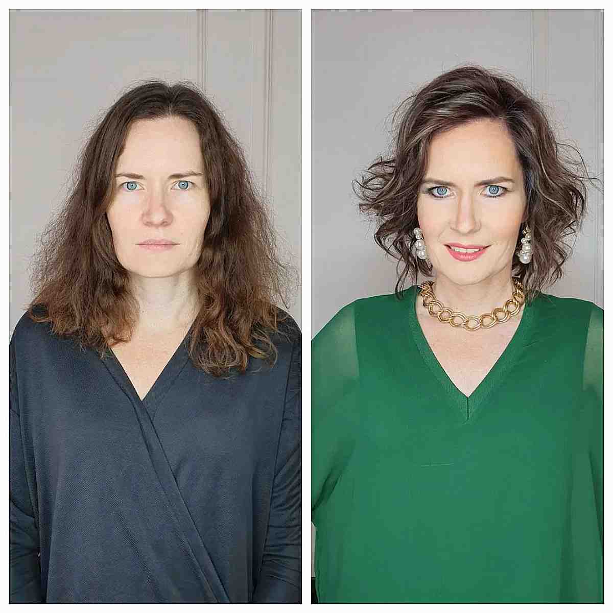 Medium-Length Hairstyle for Wavy Locks for Women 40 and Over