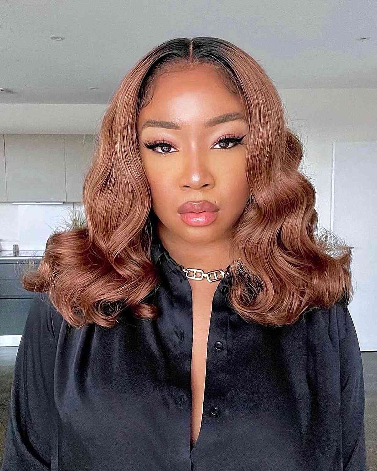 Medium Length Wavy Hairstyles for Black Women