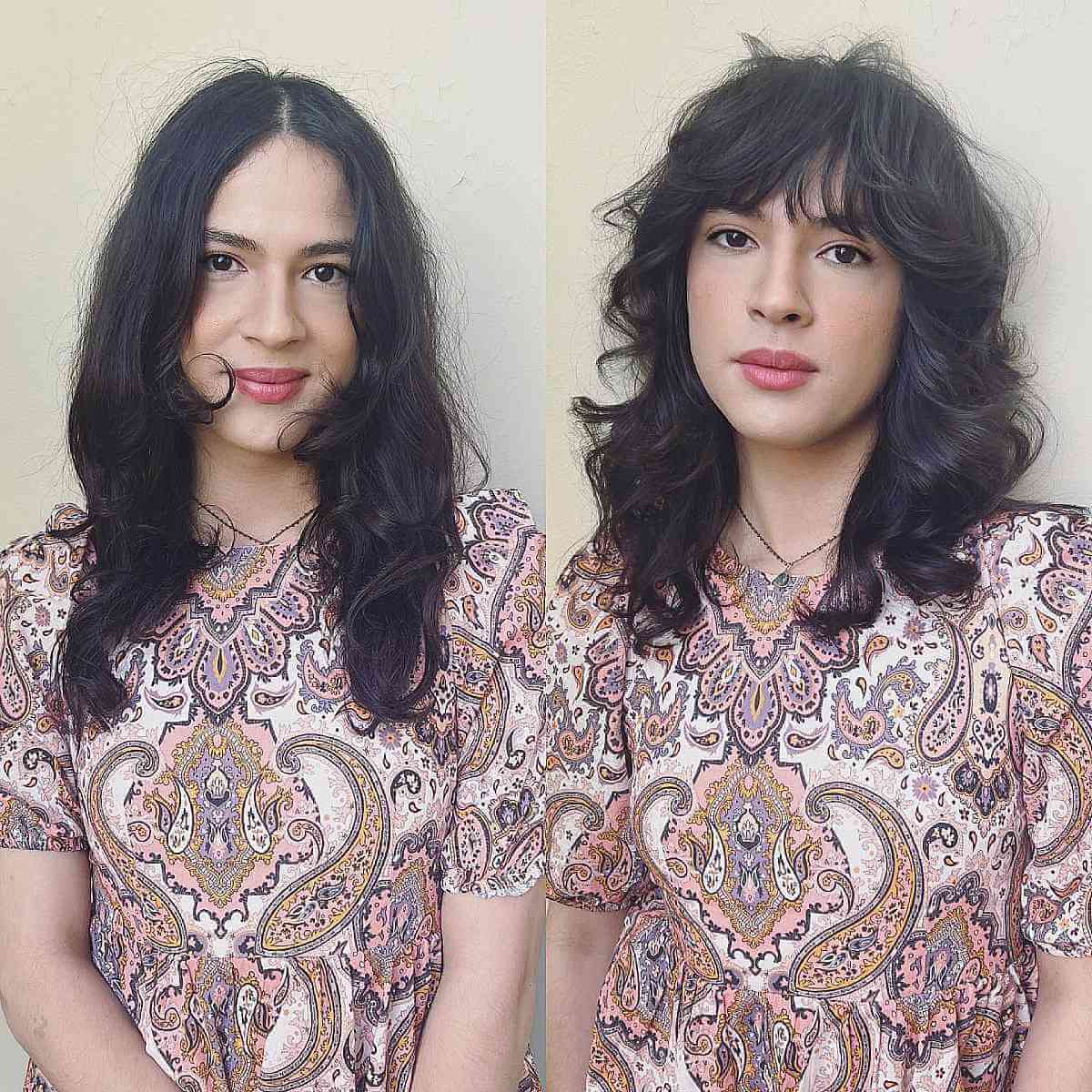 Medium Shag with Soft Feathered Layers and Bangs
