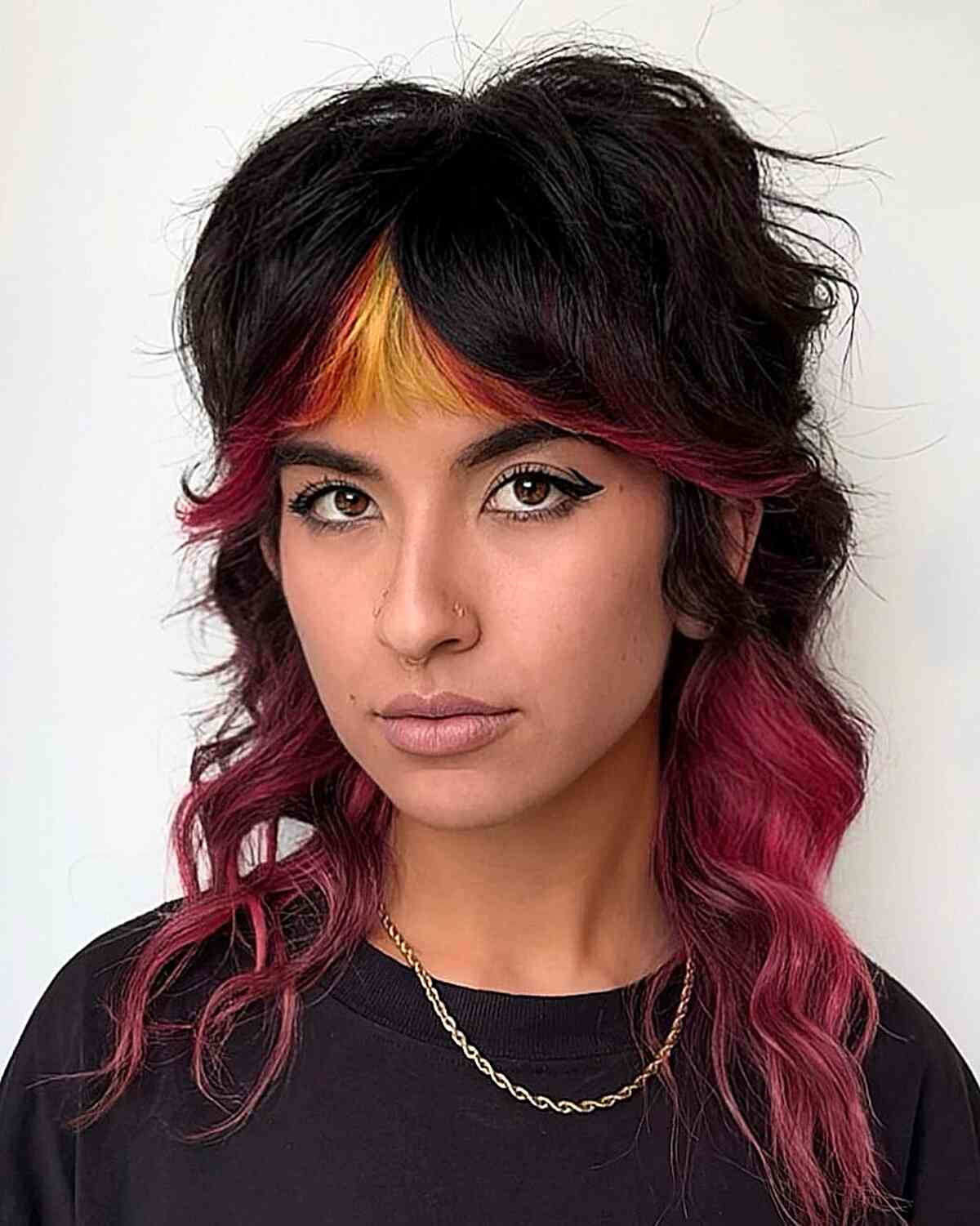 Medium Shag with Bangs and Stunning Color Accents for trendy women