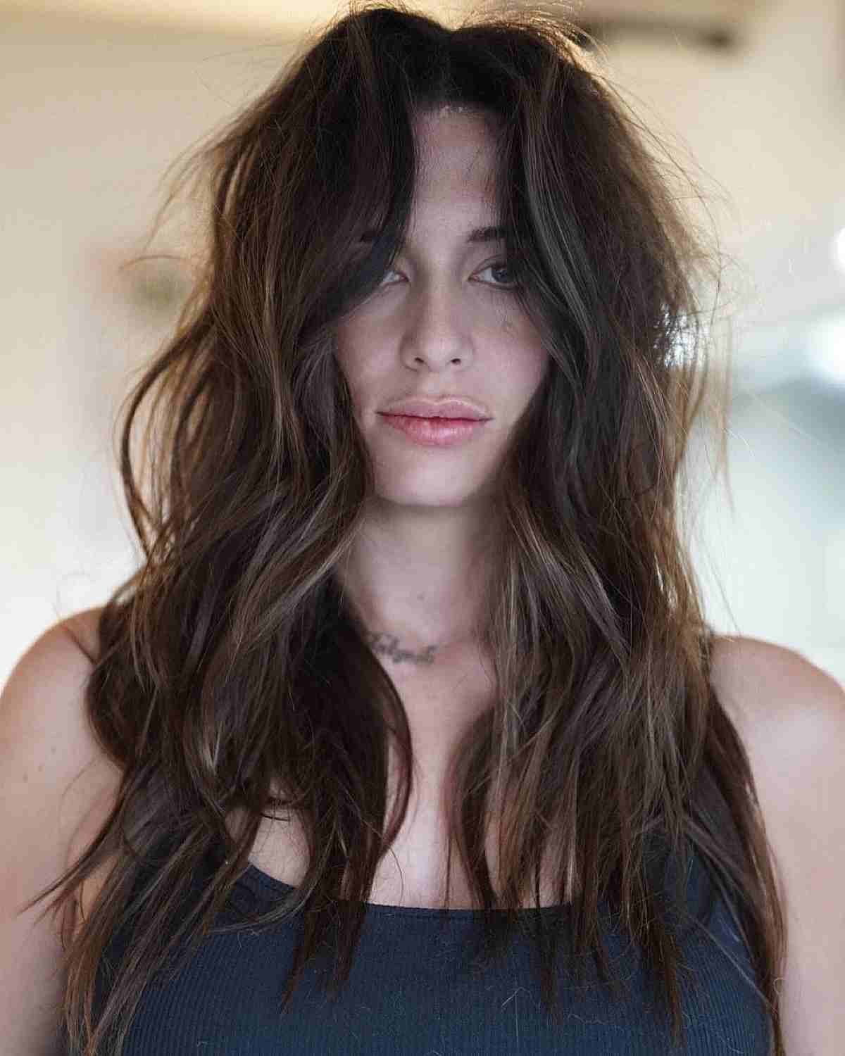 Long Messy and Wispy Shag Hairstyle